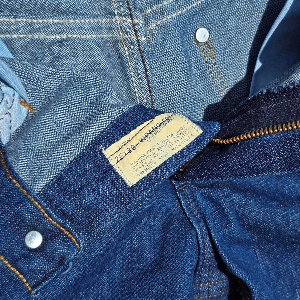 Wranglers Western Leather 26x30 100% Ring Spun Cotton '90s Denim Blue Jeans NWT